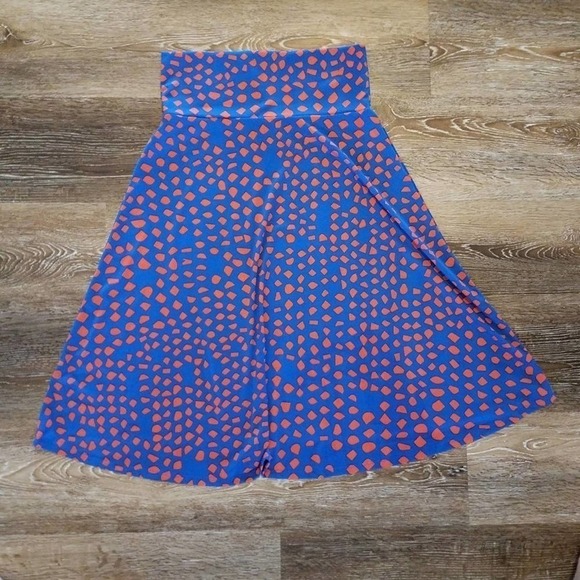 Lularoe Azure Skirt Blue Orange Geometric Medium - Picture 3 of 6